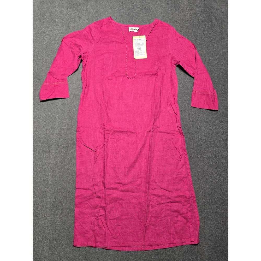 Fabindia Women's Pink Kurta Knee Length‎ Dress Indian Made with Pride Size M New